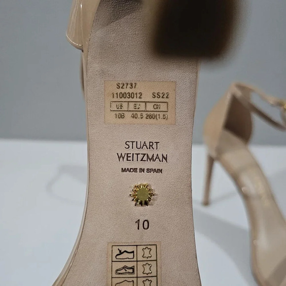 Stuart Weitzman Nudistsong Heel Ankle Strap Sandal Adobe Tan Leather Size 10 - Picture 15 of 16